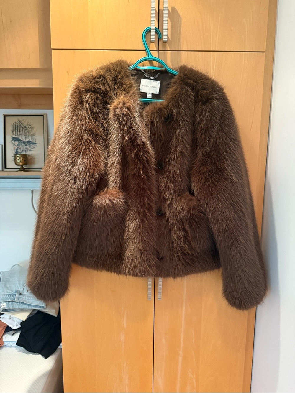 Banana republic Brown Faux-Fur Jacket - size large